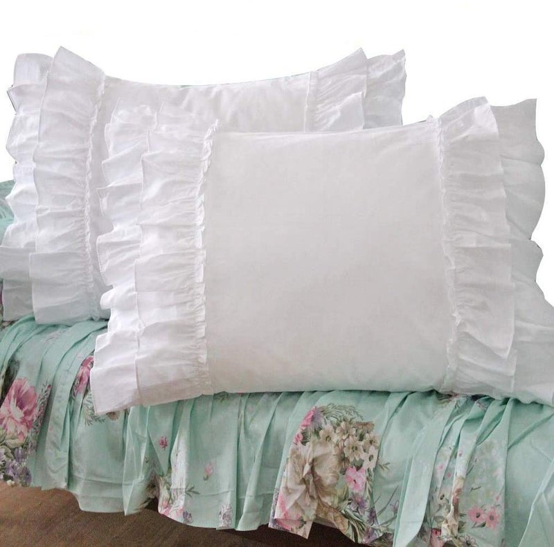 QSH Queen's House White Pillowcases Vintage Farmhouse Crochet Pillow Cover Shams Standard Size Set of 2-Style F - Image 2